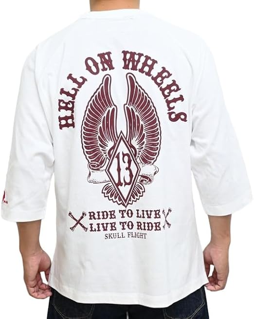 スカルフライト★メンズパイルシャツ　七分袖 Amazon | [スカルフライト] ベースボール Tシャツ HELL ON